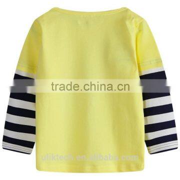 Soldier Printing Picture Stripe Sleeve Yellow Color Fall Long Sleeve Clothes for Kids photo-2
