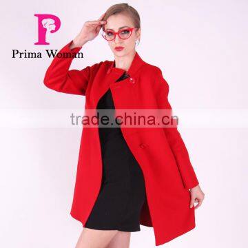 Spring Fashion Lapel Women Medium Length Slim Fit Wool Coat photo-3