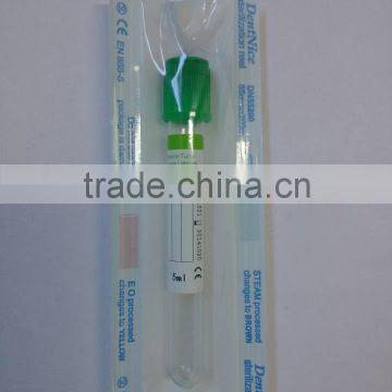 Sterile and pyrogen free vacuum heparin tubes