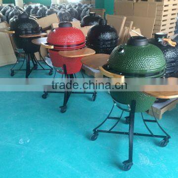 18" Ceramic Kamado Smoker Charcoal BBQ Barbecue Grills With Carts photo-6