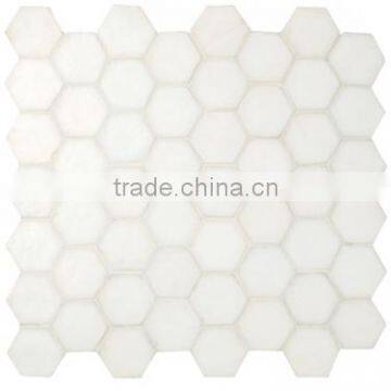 white hexagon Iridescent Glass Mosaic