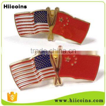 National Country USA American China Chinese Metal Flag lapel pin