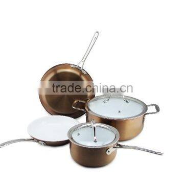 New Design Aluminum Pressed Non Stick Triply Cookware Set Fry Pan Saucepan Milk Stock Cooking Pasta Noodle Pot Set photo-3