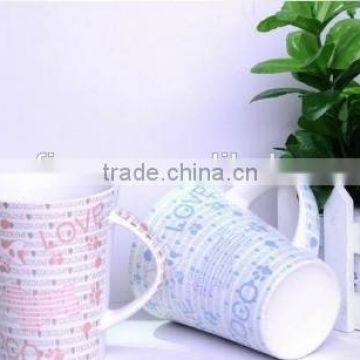 ceramic mug cup with colored 2015 new-designed cylindric decal glazed