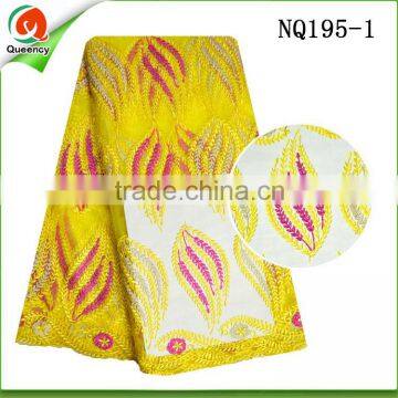 latest design lace fabric with embroidery wheat pattern