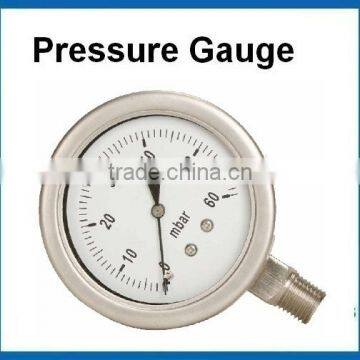 Good price stainless steel liquid filled Mbar pressure gauge