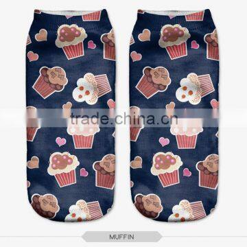 fashion muffin bears black high quality 3d digital full print colorful ankle socks sports unisex custom hot sale stretch spandex