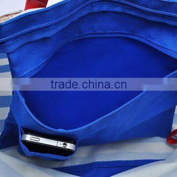 Promotional Custom Leisure Stripe Tote Bag With PVC Handle photo-4
