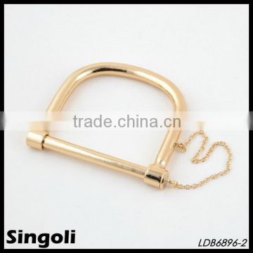 "D" lock bangle bracelet gold plating bracelet