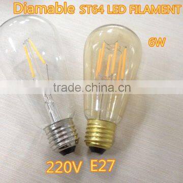 vintage 120V E26 led filament bulbs dimmable full glass ETL ST64 led filament bulb lights lamp energy saving 2700K