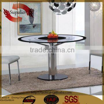 ordinary style dinner table round tempered glass top dinner table set