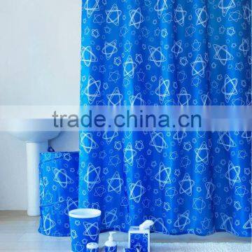 Blue color Cartoon star 12 pc coordinate bathroom set, shower curtain/PS bath accessories/laundry hamper