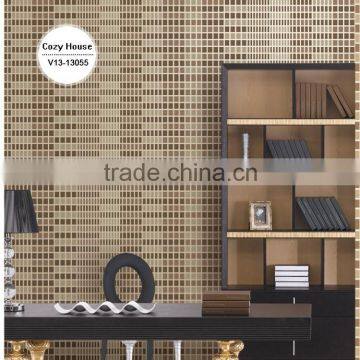 cheap printing golden wallpaper, brown trendy mosaic wall paper for ceiling , waterproofing wall paper store