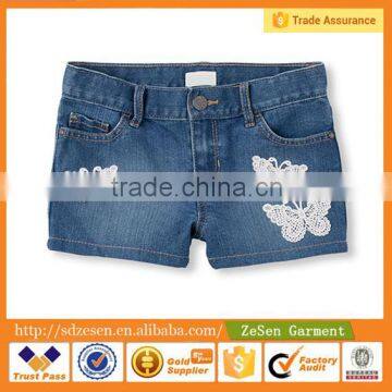 Children Shorts Hot Pants Embroider Jeans