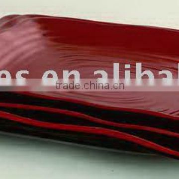 Functional dark red restaurant melamine 10 inch square plate dinnerware sets