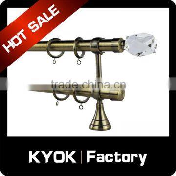 KYOK Exellant quality crystal folding curtain rod,16/19mm factory price metal curved curtain accessories,double curtain rods