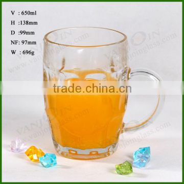 650ML Clear Color Glass Cup for Beer