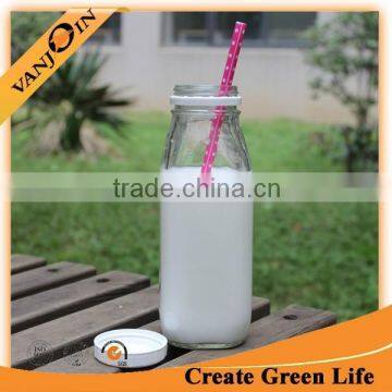 16oz French Square Glass Bottles With Plastic Cap