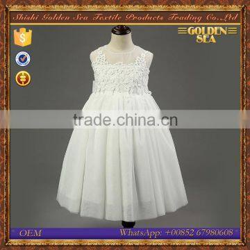 wholesale white sleeveless wedding flower dress for girl