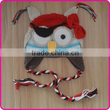 Handmade milk cotton knitted crochet children winter hats cute animal pirate owl hats