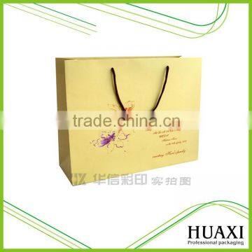 Custom logo yellow matt laminated paper shopping packaging bags