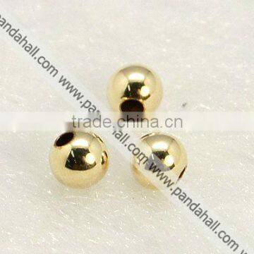 Brass 3mm Spacer Beads, 14Kt Gold-Filled, Round, Hole: 0.5mm(KK-G156-3mm-1)