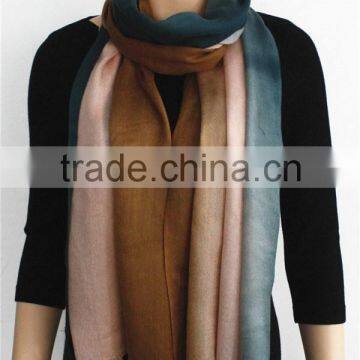 Three-color Gradient Acrylic Scarf with fringe