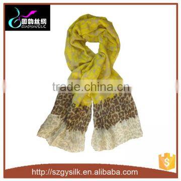 leopard pattern polyester logo custom printing voile scarf