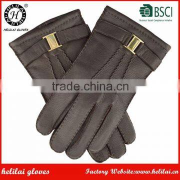 Winter Driving Men's Handsewn Brown and Buckle Accessory Deerskin Leather Gloves