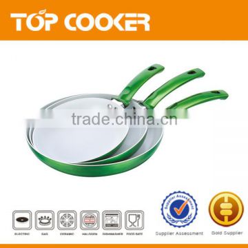 Ceramic Coating Frying Pans with Apple Green Metallic outer painting