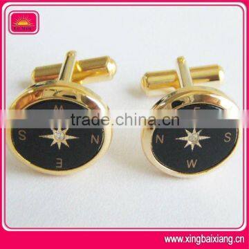 Fashion gold plated metal cufflink with enamel