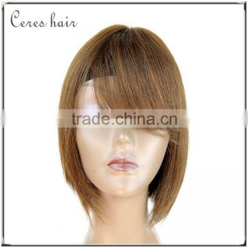 Top selling brazilian bob wigs with bangs dark blonde color F4 30