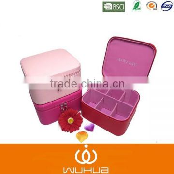 pink big women storage makeup case with compartment