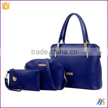 New designs blue 3 pcs in one set handabgs hand bags for woman