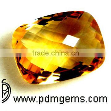 Citrine Semi Precious Gemstone Cushion Checker Briolette For Gold Rings From Wholesaler