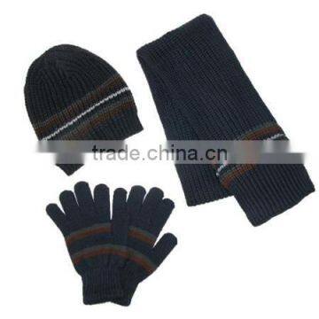 Mens Knit Hat Gloves and Scarf Winter Set photo-2