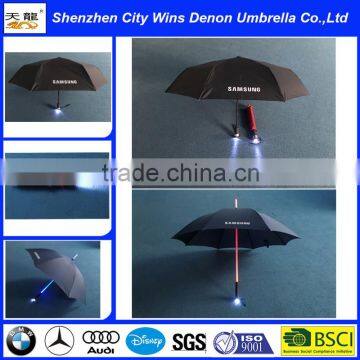 Wholesale fiberglass ribs+acrylic stick 23" 8ribs silkscreen seven colors changing led light unique umbrella