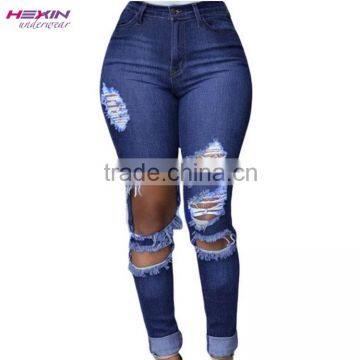 Women Dark Blue Jeans Fashion Jeans Woman With Ripped Design                        
                                                Quality Choice