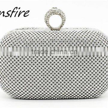 2016 New box shaped metal frame evening bag wedding bridal party evening bag crystal clutch bag