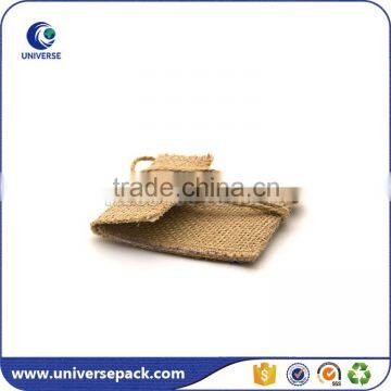 cute small jute pouch envelop style with wood button