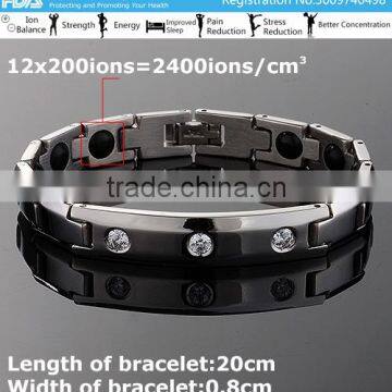 Noprblem D09 Titanium Zircon fashion jewelry power silver bangle