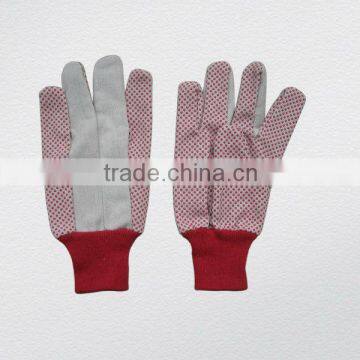 Red color PVC dotted glove with red color knit wrist