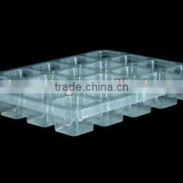 34large square shaped thick vacuum formed clear tray for food.