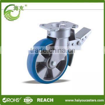 Braked Swivel Caster with polyurethane Wheels(Aluminum core)