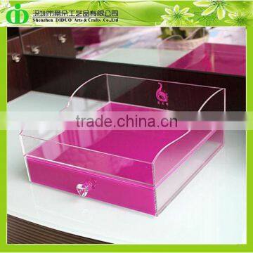 DDN-D033 ISO9001 Chinese Factory Wholesale SGS Test Fashionable Pink Color Acrylic Makeup Organizer Drawer