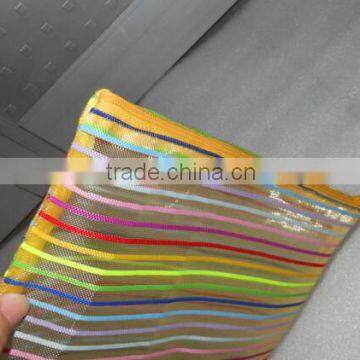Ten Color Strip Nylon Mesh Zipper Pouch Bag photo-2