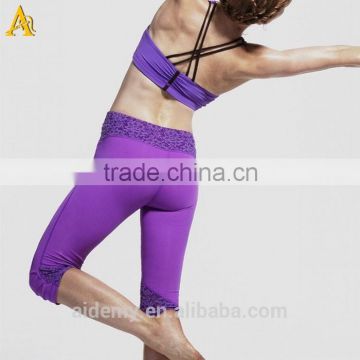 86% nylon 14% spandex custom Purple color sports yoga leggings