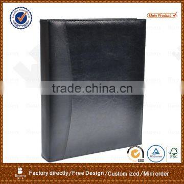 office product black PU A4 leather ring binder folder