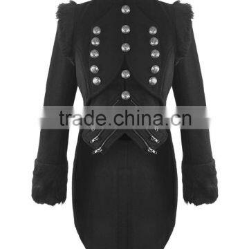 Black Womens Military Coat Jacket Black Tailcoat Gothic VTG Steampunk