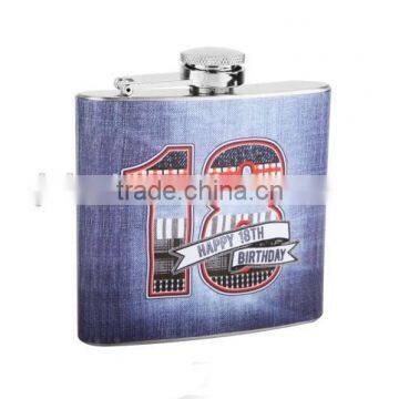 Stainless steel printed hip flask whisky flask